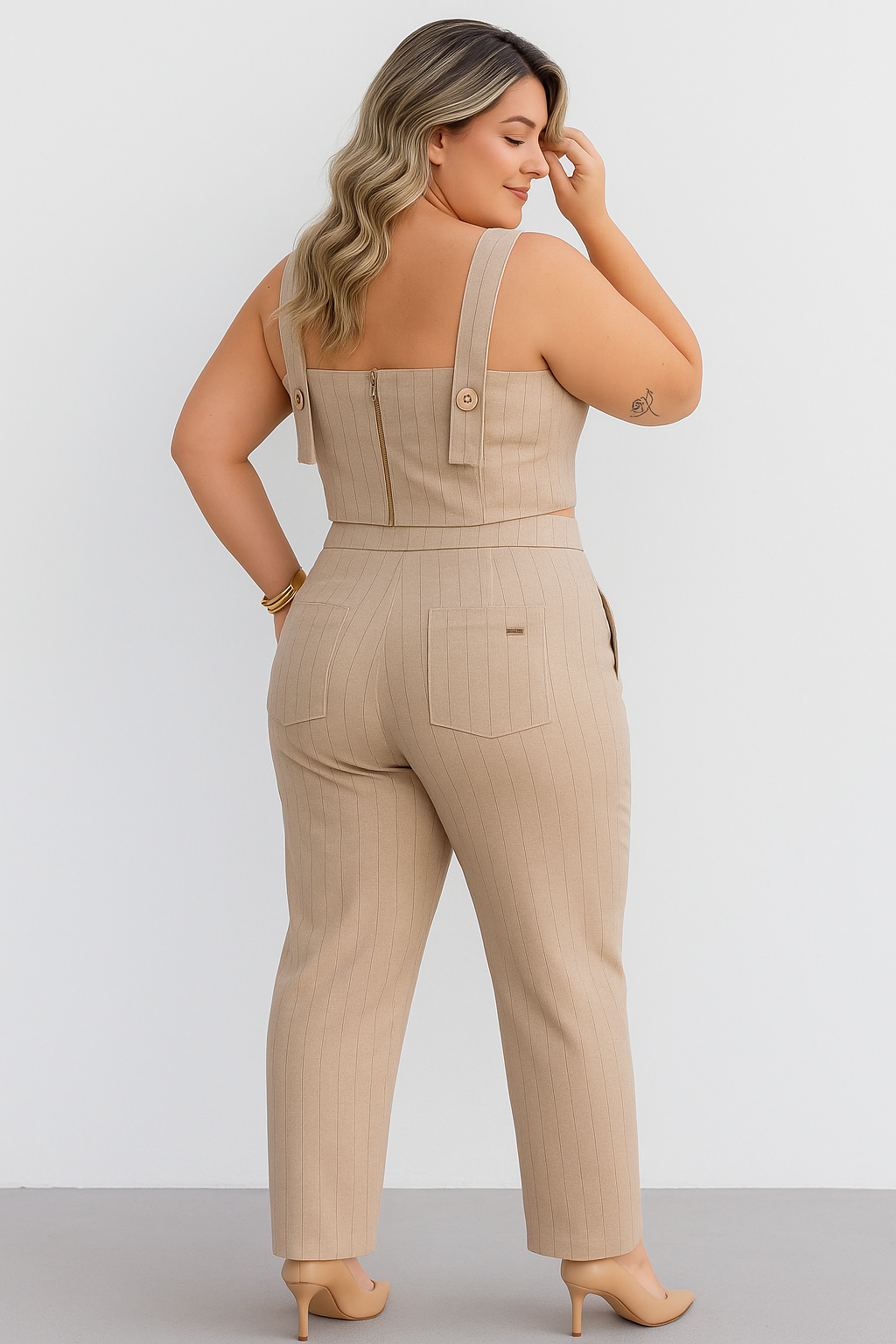 Conjunto Klepton Alfaiataria Listrado Plus Size