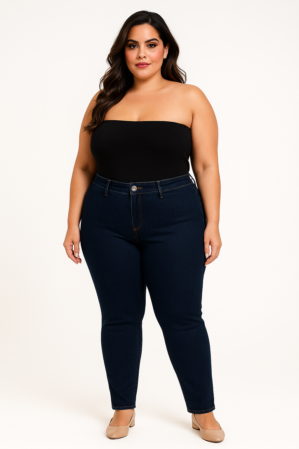Calça Jeans Skinny Azul Escura FoFinha Plus Size