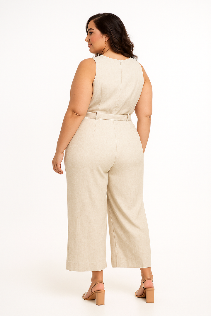Macacão Bege Elegante Klepton Plus Size