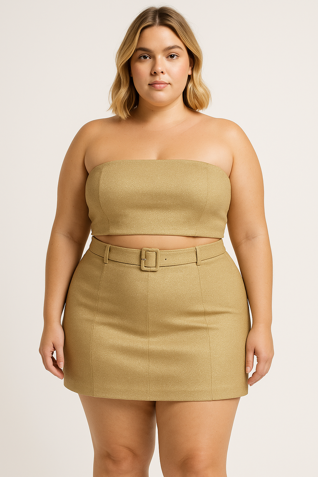 Fofofinha Plus Size Conjunto Festa com Cinto