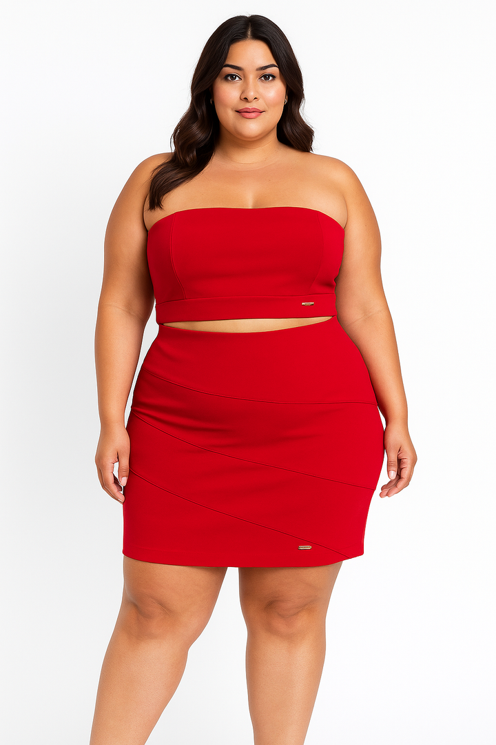 Saia Estruturada Justa Plus Size Fofofinha