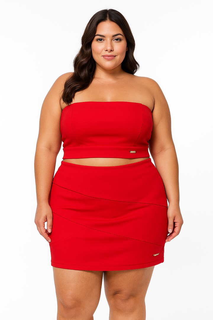 Saia Estruturada Justa Plus Size Fofofinha
