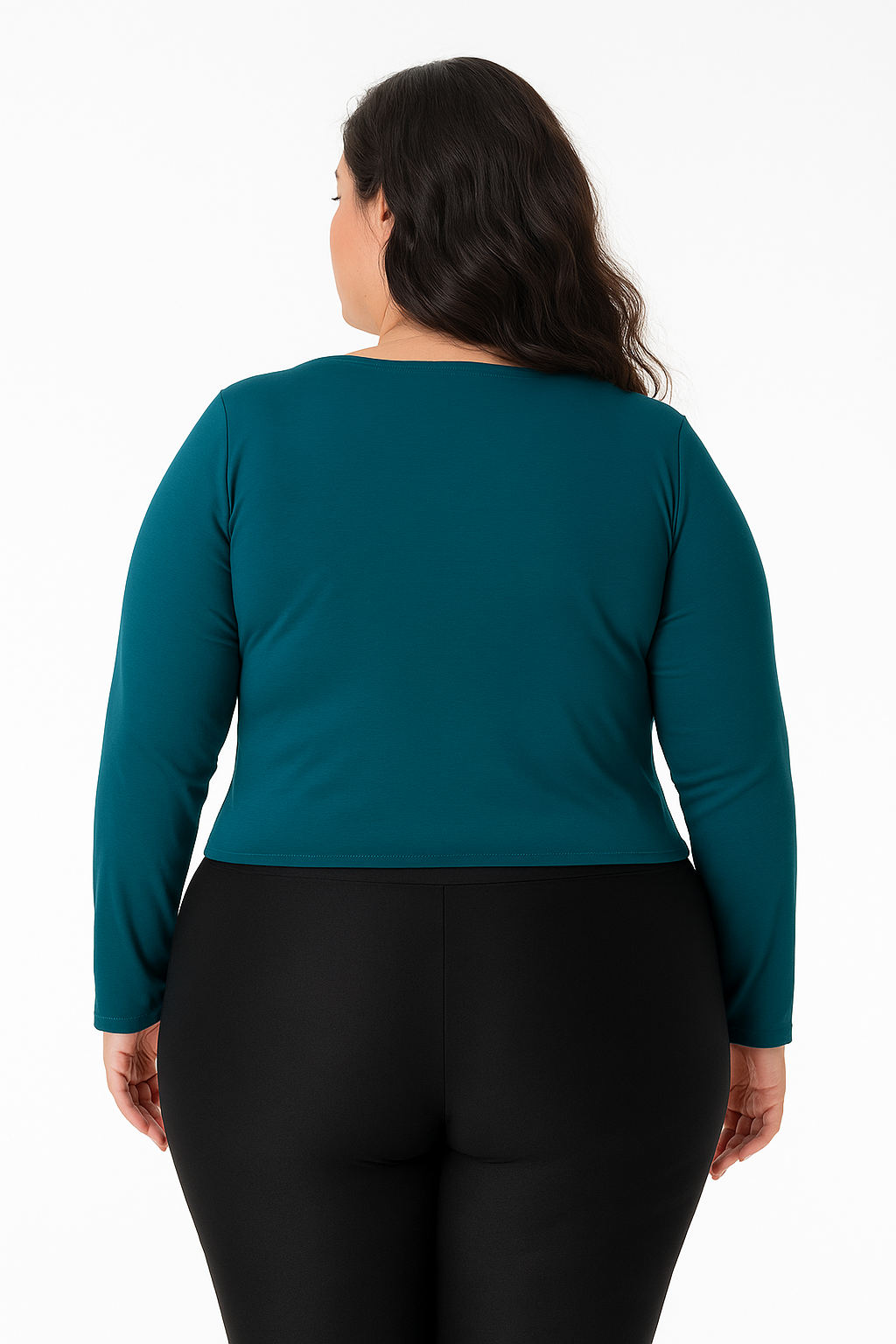 Cropped Manga Longa Amarração Frontal Plus Size Fofofinha