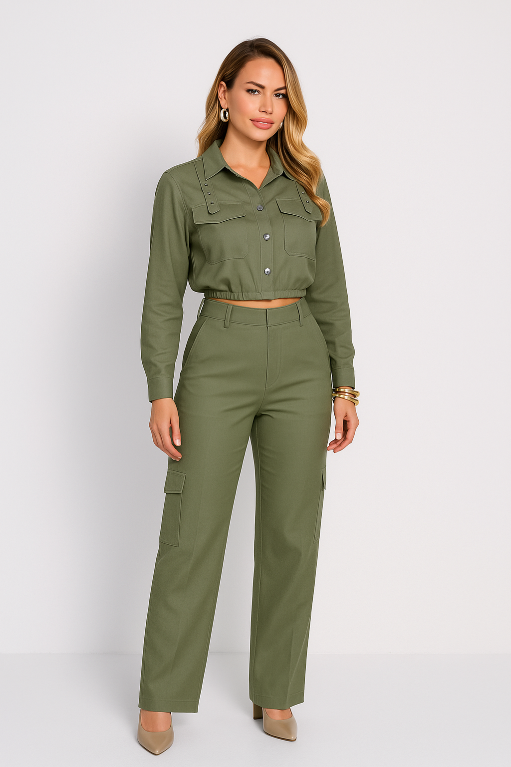 Calça Cargo Feminina Alfaiataria