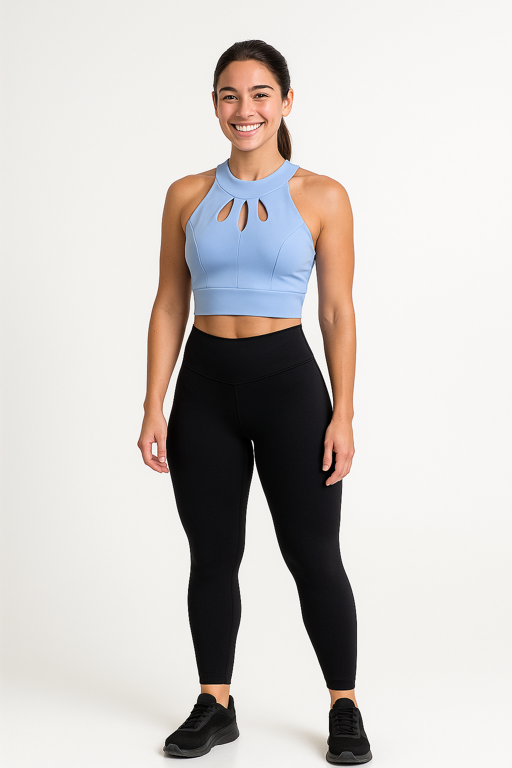 Top Fitness Feminino K2B Azul Recortes
