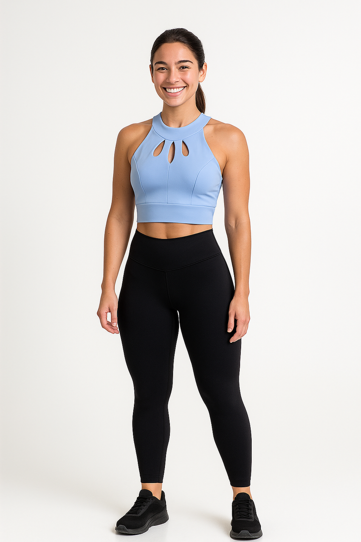 Top Fitness Feminino K2B Azul Recortes
