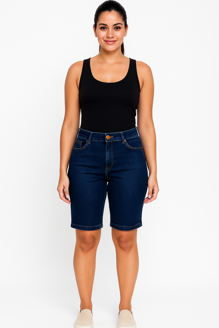 Bermuda Jeans Feminina Cintura Alta KLEPTON