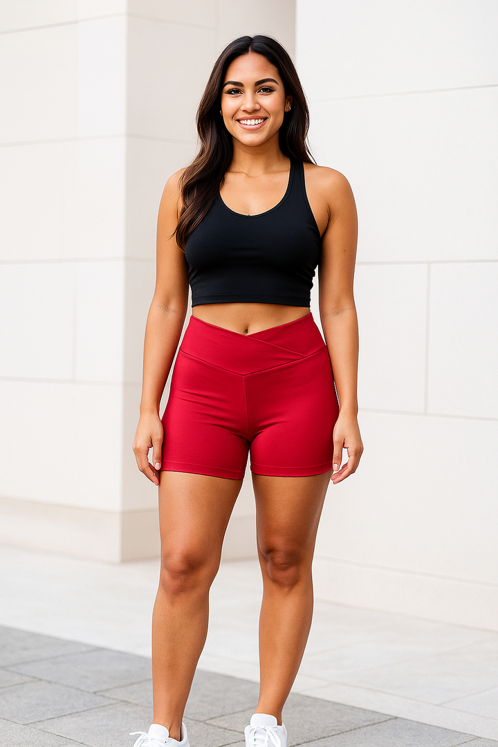 Bermuda Fitness Vermelha Cós  Feminina