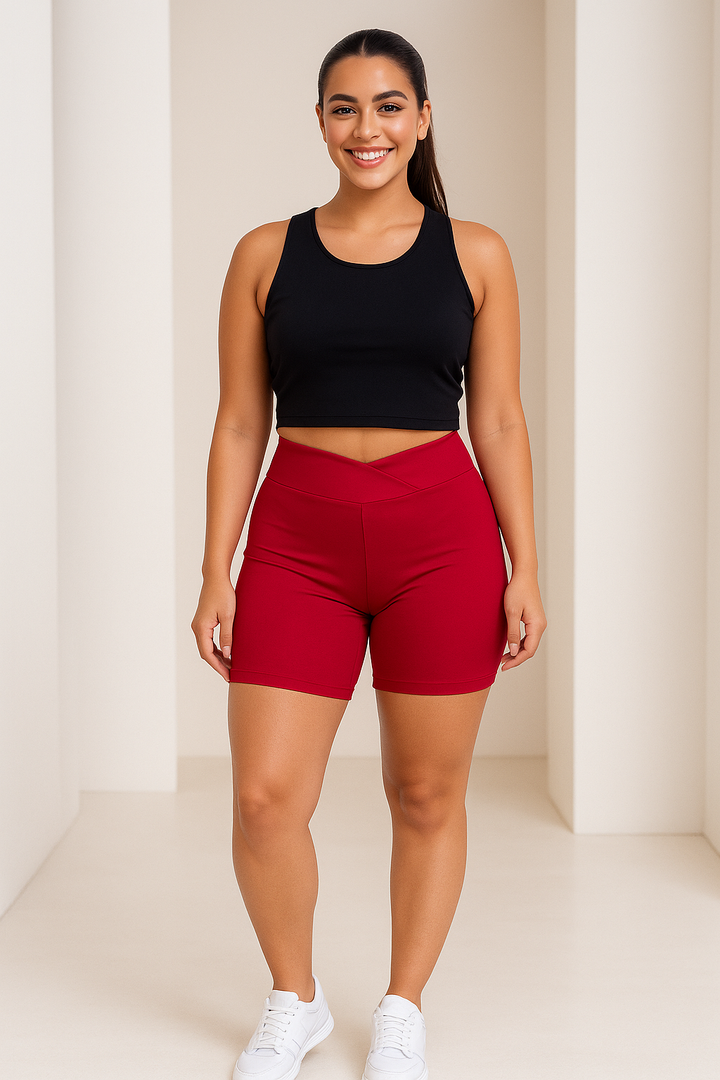 Bermuda Fitness Vermelha Cós  Feminina