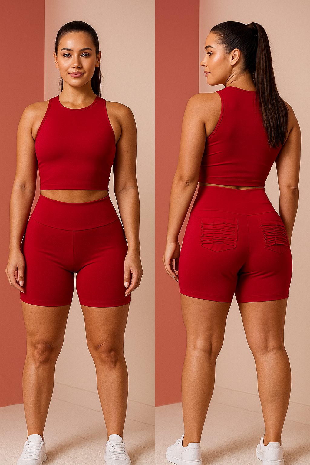 Bermuda Fitness Vermelha Cós  Feminina