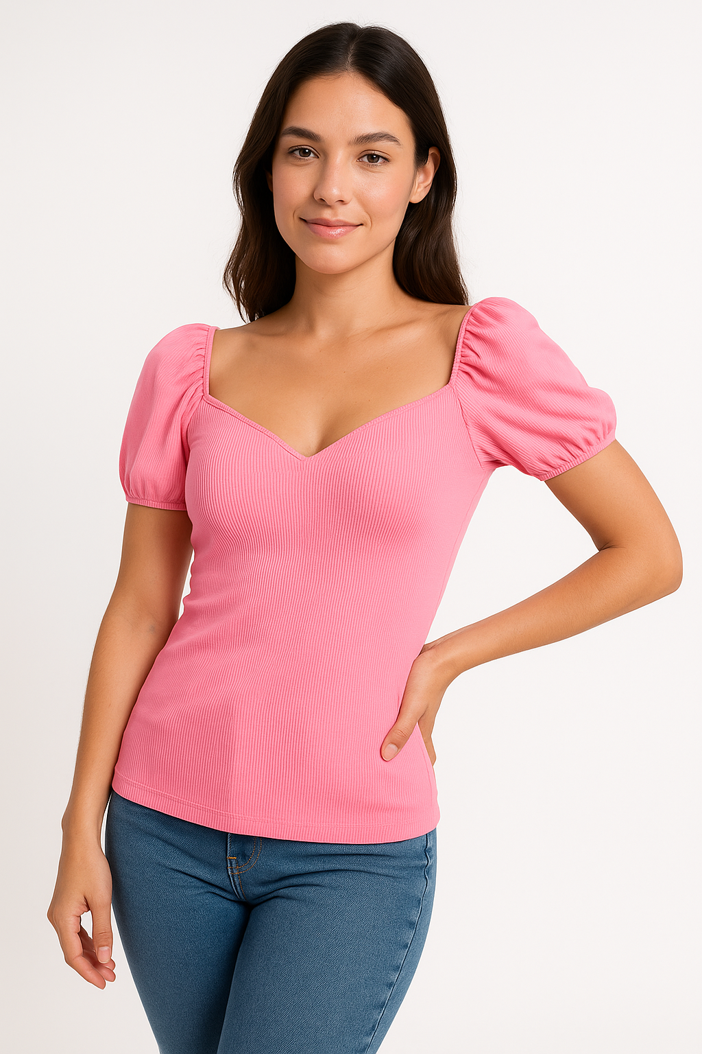 Blusa com Bojo Triniti Com Detalhe Em V k2b
