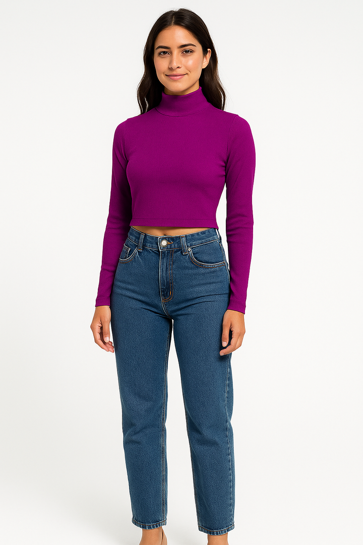 Cropped K2B Feminino Manga Longa Gola Alta