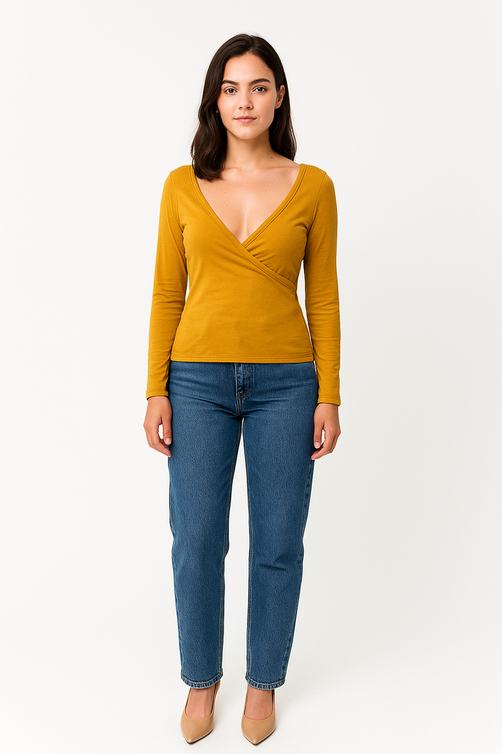 Blusa K2B Feminina Transpassada Manga Longa