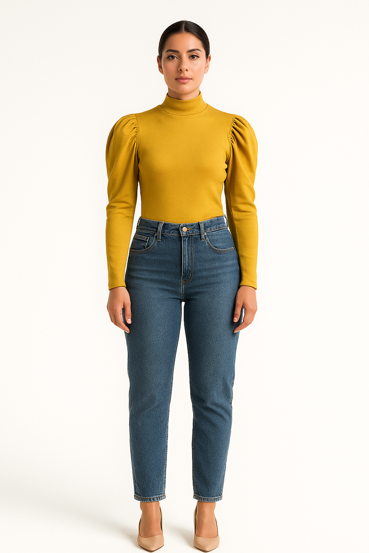 Blusa K2B Feminina Manga Longa Bufante Gola Alta