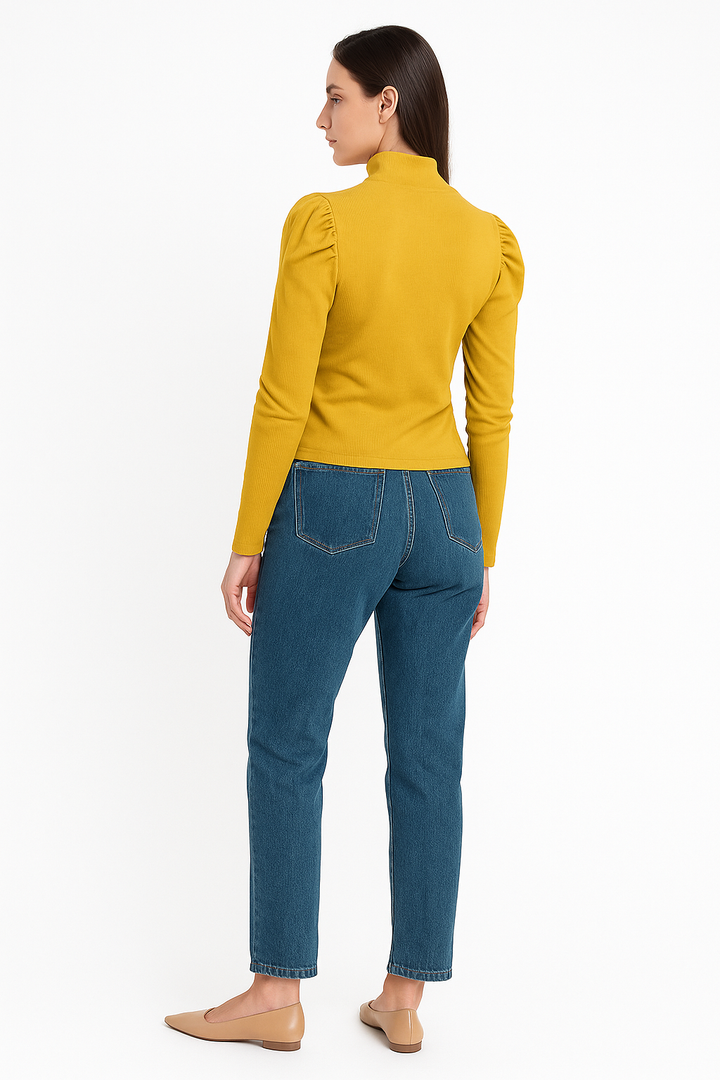 Blusa K2B Feminina Manga Longa Bufante Gola Alta