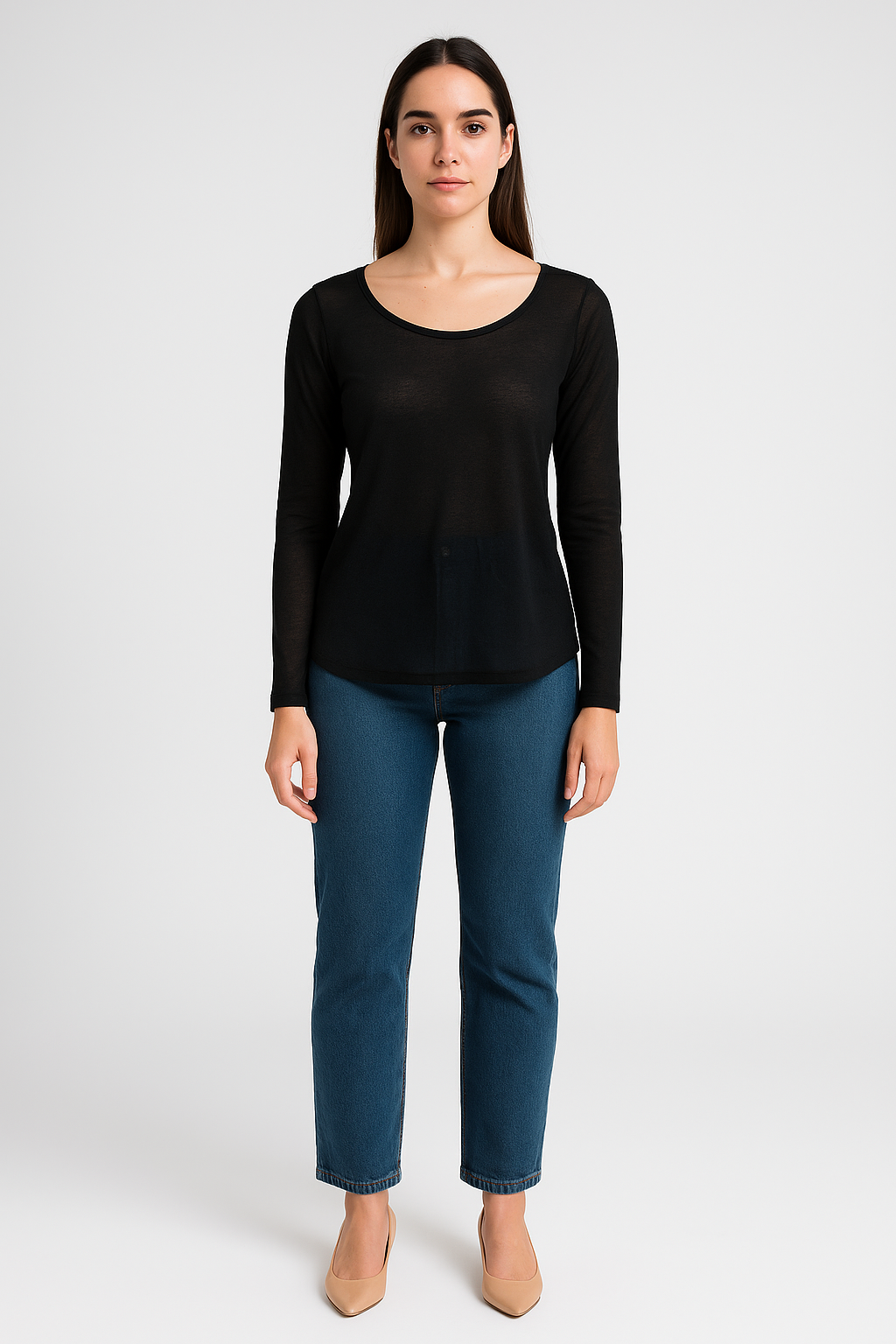 Blusa K2B Feminina Manga Longa Decote V Bolso
