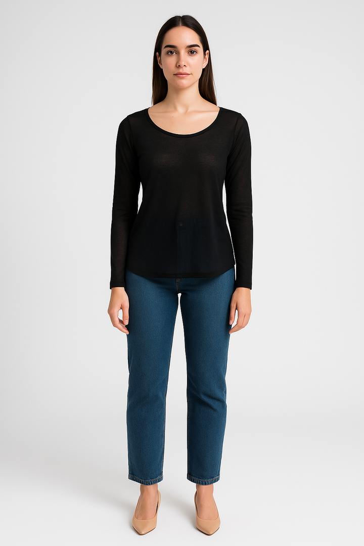Blusa K2B Feminina Manga Longa Decote V Bolso