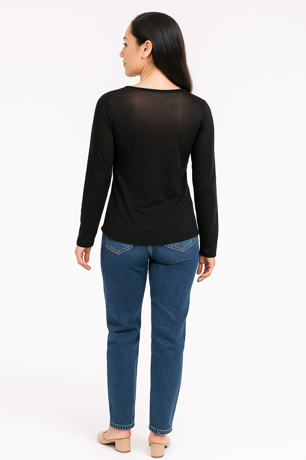 Blusa K2B Feminina Manga Longa Decote V Bolso