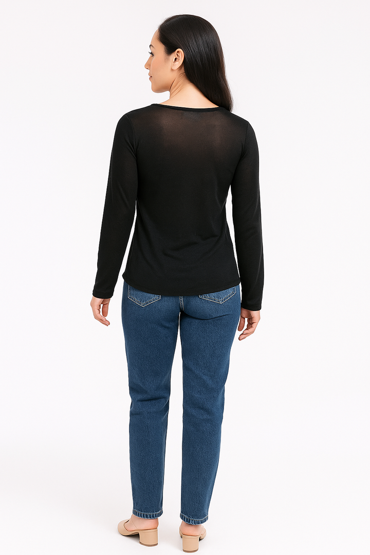 Blusa K2B Feminina Manga Longa Decote V Bolso