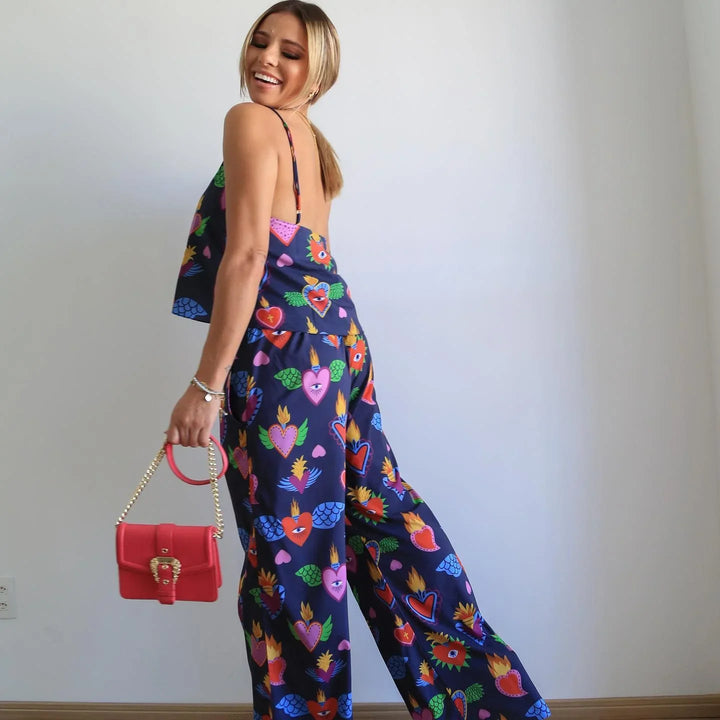 Conjunto Pijama Cropped Valente Coração Leon