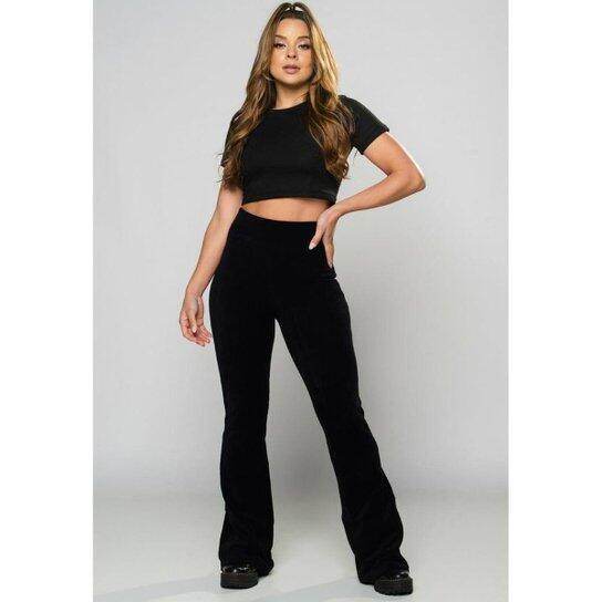 Calça Legging de veludo com Cós Alto Leon - Leon Elegance