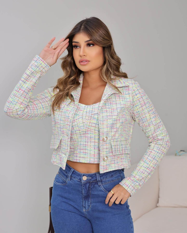 Casaquinho Cropped Tweed Color Leon - Leon Elegance