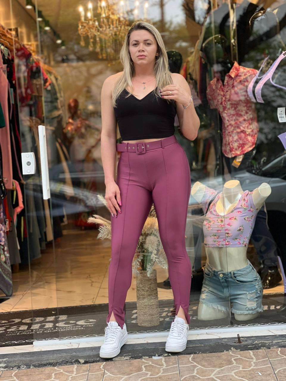 Calça Legging Montaria Cirrê Cinta Modela Leon - Leon Elegance