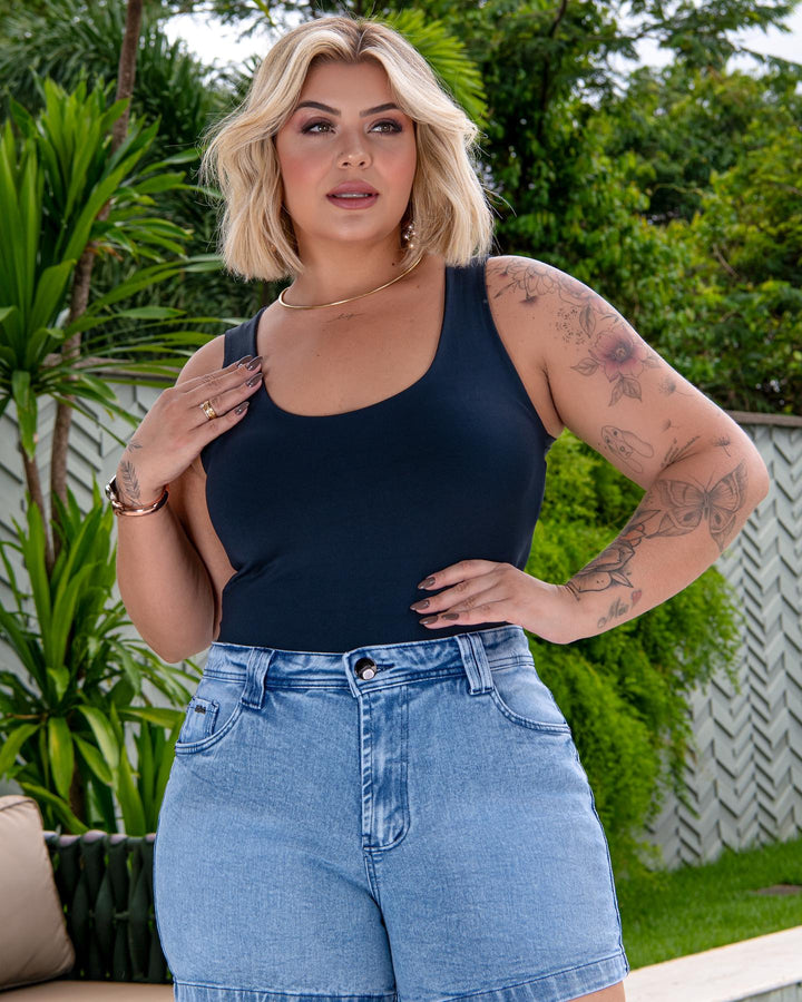 Body Cavado Básico Plus Size Fofofinha