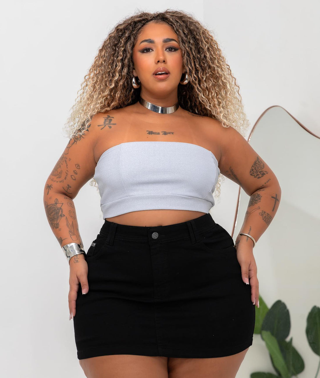 Top Tomara que Caia Estruturado Plus Size Fofofinha