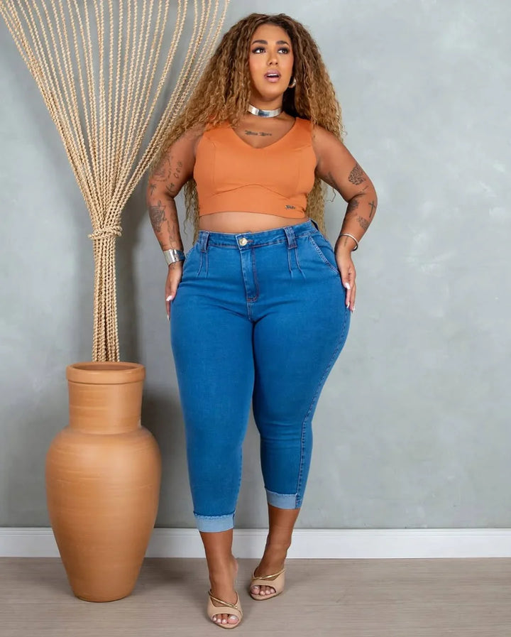 Calça Jeans Capri Plus Leon