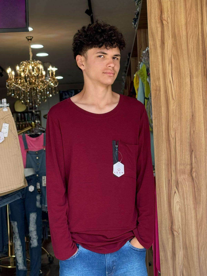 Camiseta Manga Longa Men Zip Bo Leon - Leon Elegance