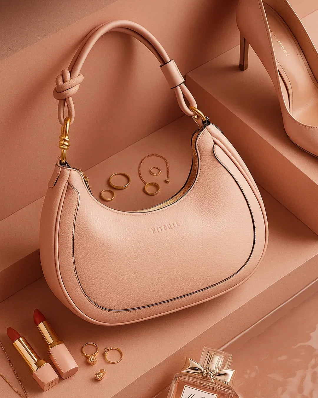 Bolsa Feminina Estruturada Rosa Alça Nó