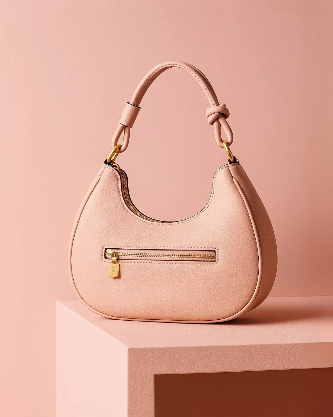 Bolsa Feminina Estruturada Rosa Alça Nó