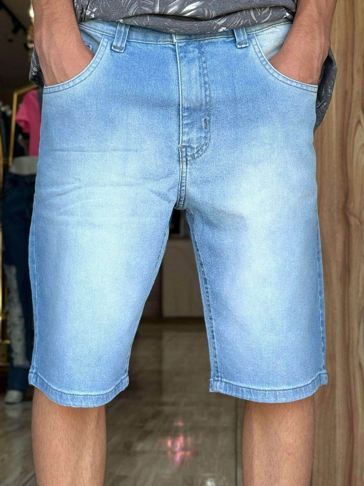 Bermuda Jeans Slim Azul Médio Leon - Leon Elegance