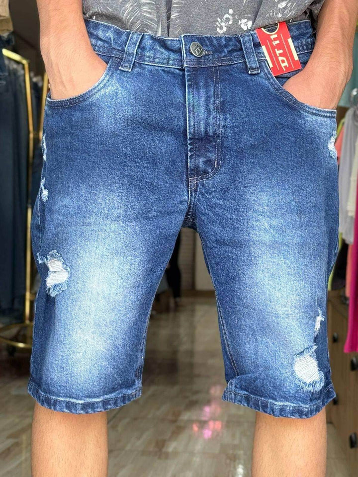 Bermuda Jeans Slim Destroyed Leon - Leon Elegance