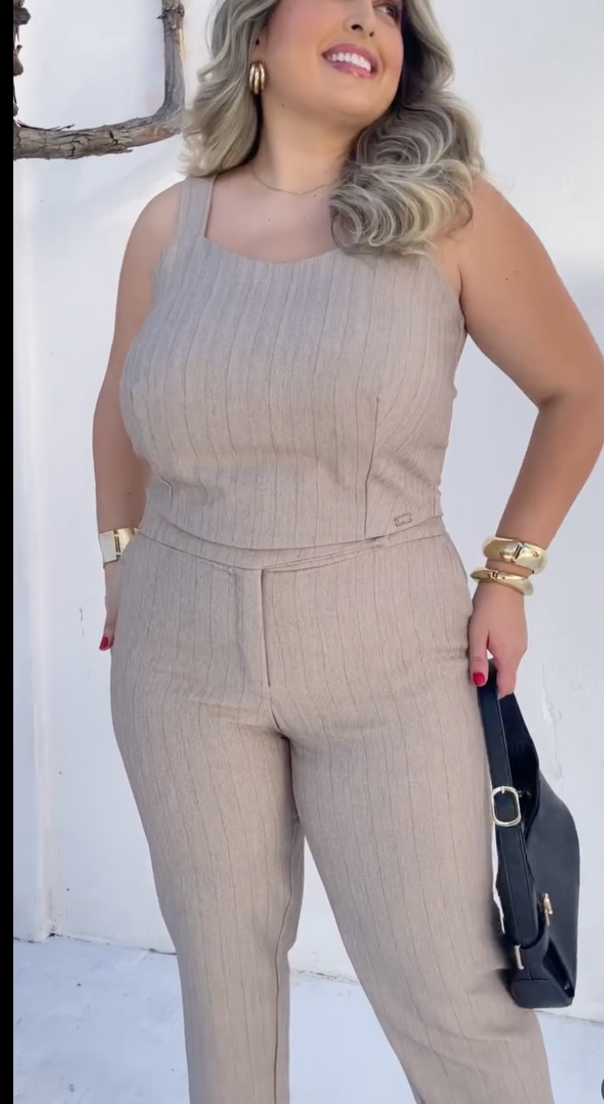 Conjunto Klepton Alfaiataria Listrado Plus Size
