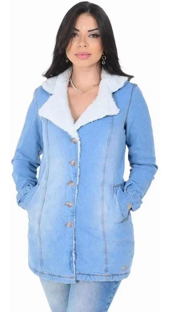 Parka Jeans Com Pelinhos Leon