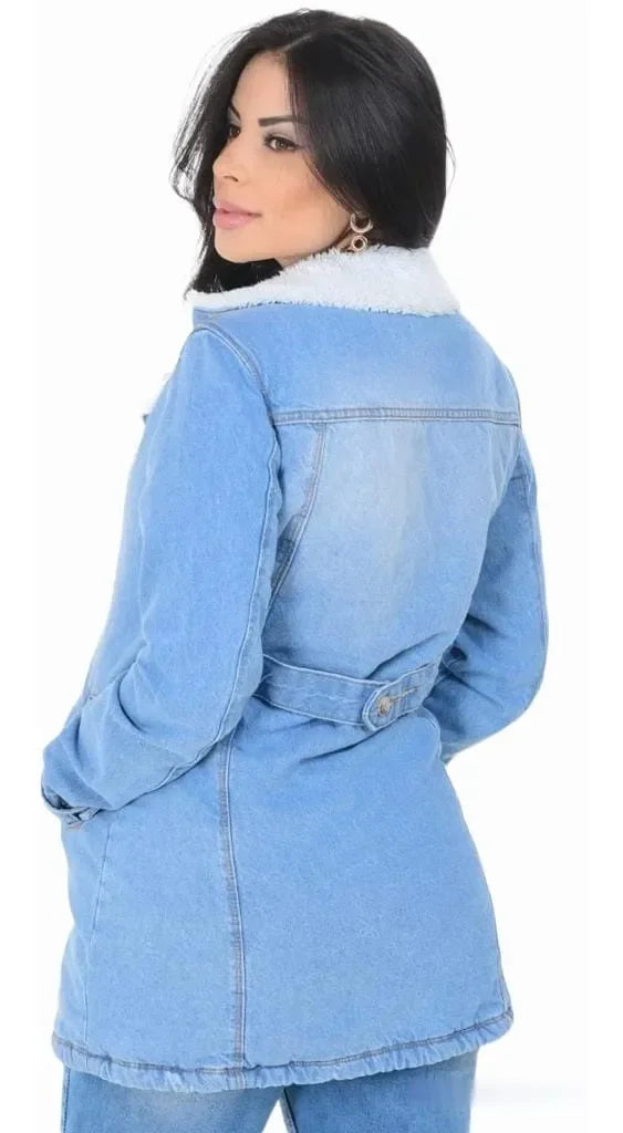 Parka Jeans Com Pelinhos Leon