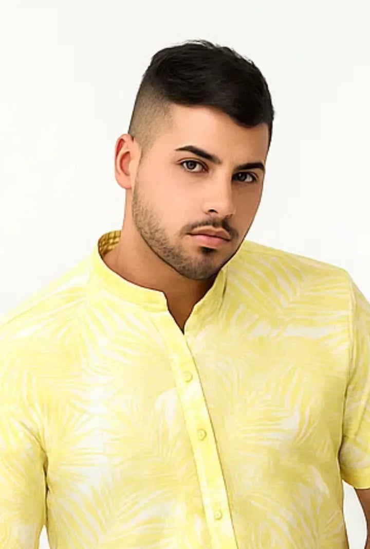 Camisa Florida Tricoline Gola Padre Leon