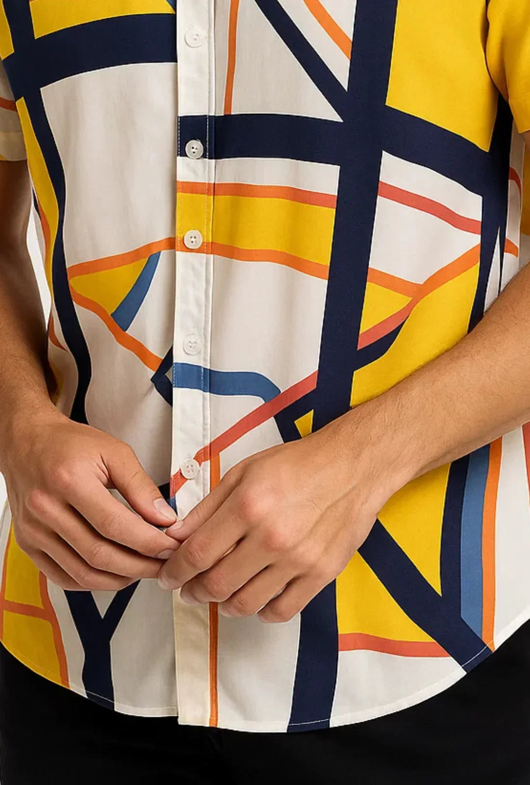 Camisa Viscosa em Gola Padre Leon