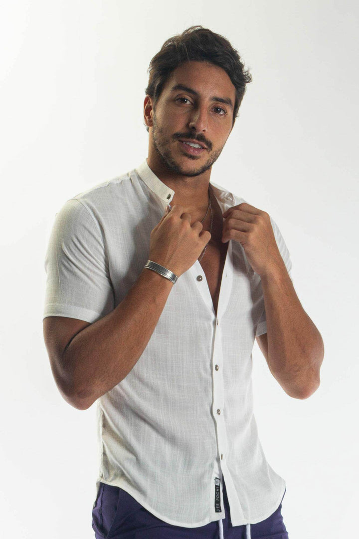 Camisa Dubai Manga Curta Com Elastano Leon - Leon Elegance