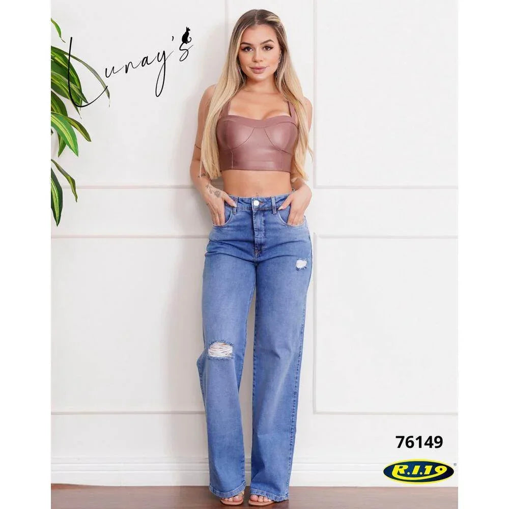 Calça Jeans Wide Sculpt Cintura Alta Leon - Leon Elegance
