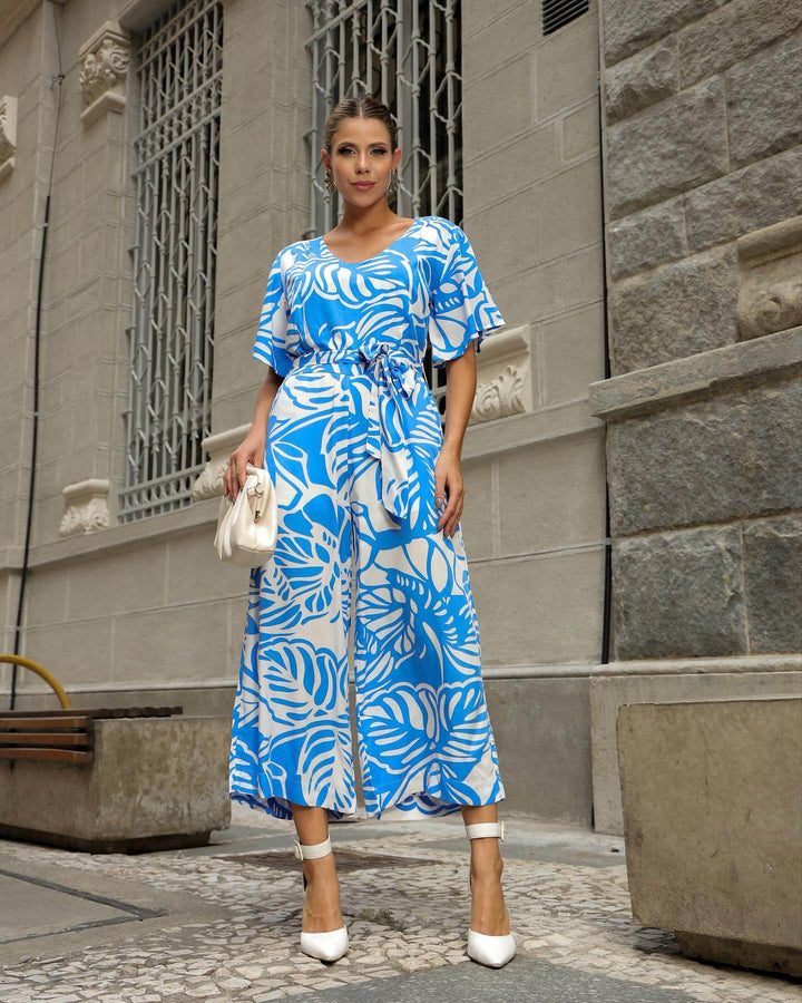 Macacão Estampado Com Faixa Leon - Leon Elegance