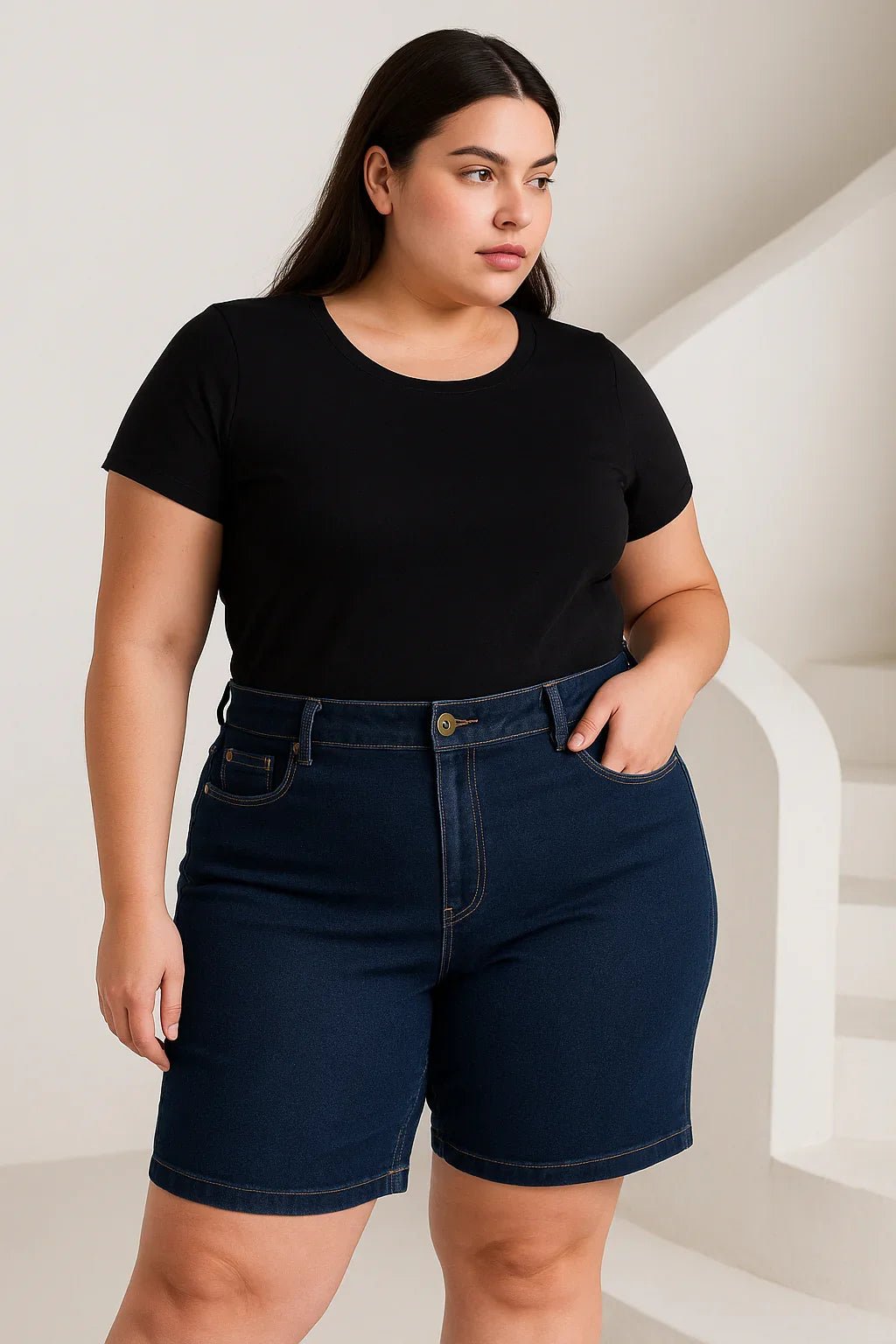 Bermuda F Plus Jeans Basic r19 - Leon Elegance