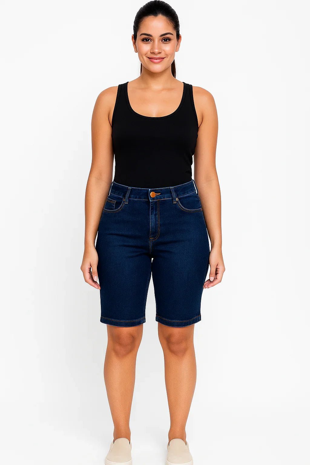 Bermuda Jeans Feminina Cintura Alta KLEPTON - Leon Elegance