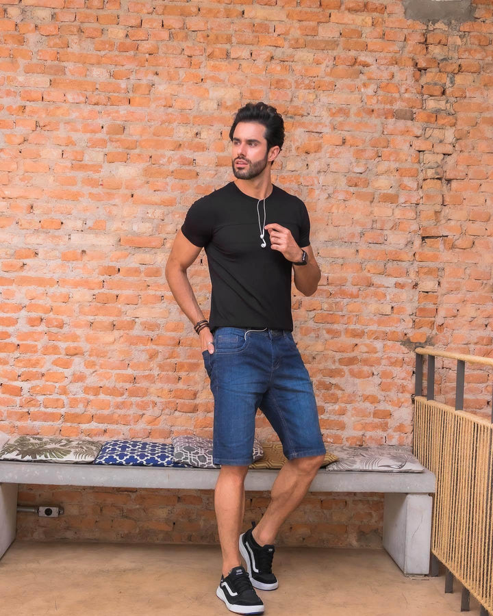 Bermuda Jeans Tradicional Escura Leon - Leon Elegance