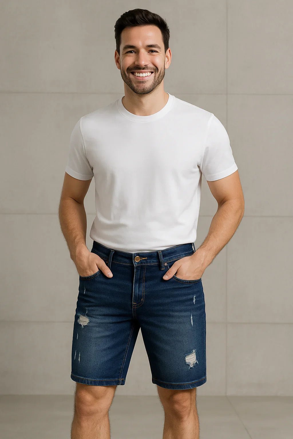 Bermuda Masculina Jeans Destroyed - Leon Elegance