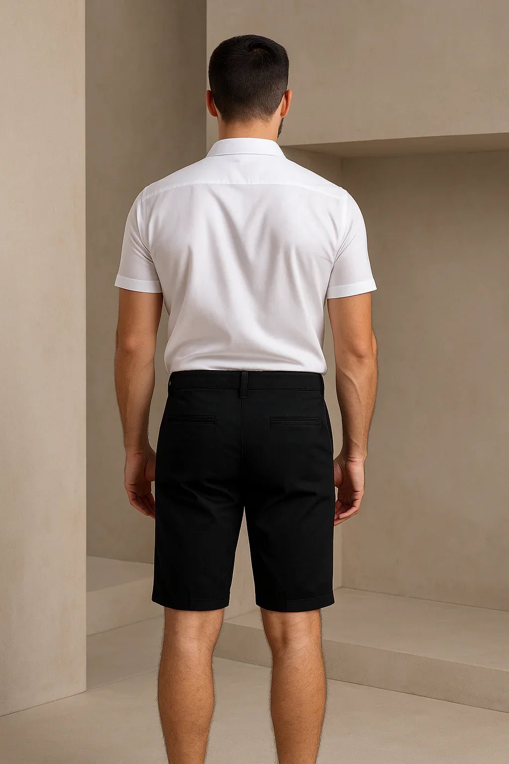 Bermuda Masculina sarja Preto - Leon Elegance