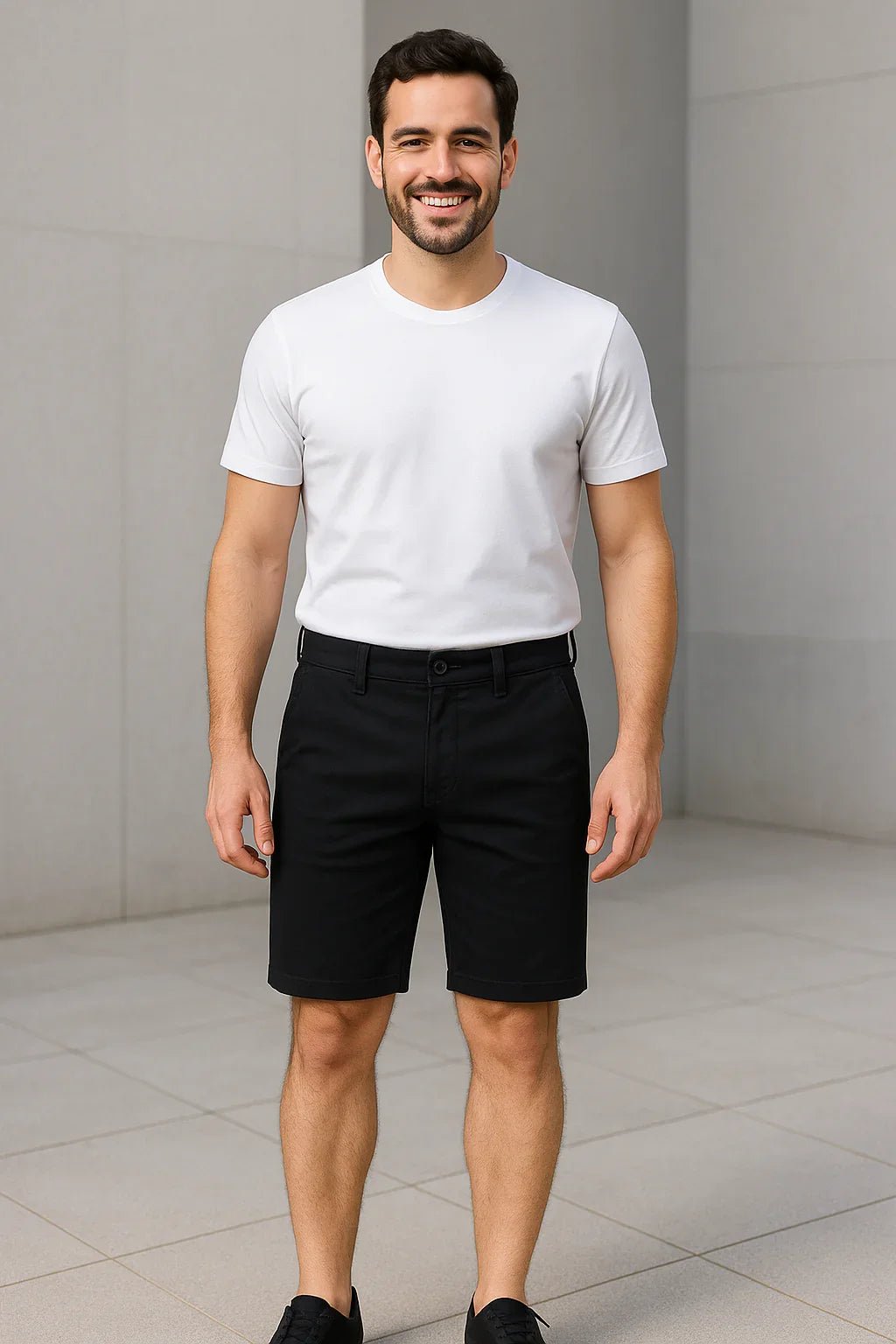 Bermuda Masculina sarja Preto - Leon Elegance