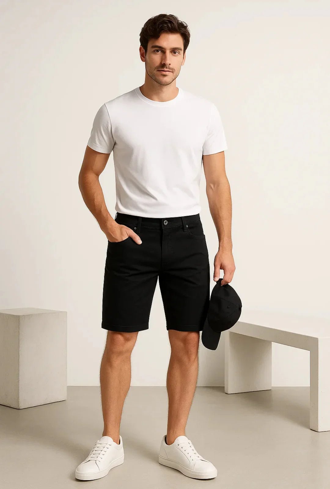 Bermuda Slim Black em Sarja Leon - Leon Elegance